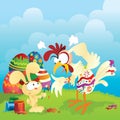 Angry Chicken And Easter Bunny Royalty Free Stock Photo