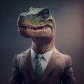 Angry chief dinosaur in suit. Generative Ai