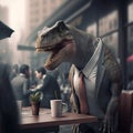 Angry chief dinosaur in suit. Generative Ai