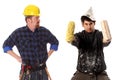 Angry chief and house painter Royalty Free Stock Photo