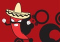 Angry chilli Mexican mariachi cartoon background