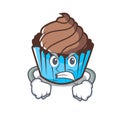 Angry chocolate cupcake mascot cartoon Royalty Free Stock Photo