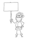 Angry Christmas Santa Claus Holding Empty Blank Sign
