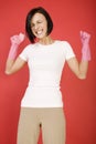 Angry cleaning woman Royalty Free Stock Photo