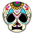 Angry colored mexican skull cartoon