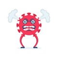 Angry Coronavirus. Virus caricature with red angry eyes