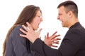 Angry couple fighting wanting to strange each other Royalty Free Stock Photo