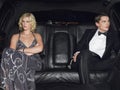 Angry Couple In Limousine After Breaking Up