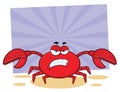 Angry Crab Cartoon Mascot Character. Royalty Free Stock Photo