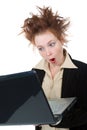 Angry crazy Businesswoman with a laptop