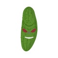 Angry cucumber. Aggressive green vegetable. Dangerous fruit