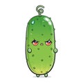 Angry Cucumber character. Vector hand drawn cartoon kawaii character illustration icon. Isolated on white background