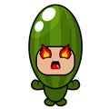 Cute mascot angry cucumber costume