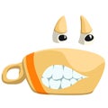Angry cup of coffee with teeth