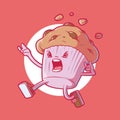 Angry Cupcake character vector illustration.