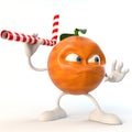 Angry 3d fruit character with drinking straw as weapon Royalty Free Stock Photo