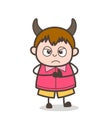 Angry Devil Boy Face - Cute Cartoon Fat Kid Illustration Royalty Free Stock Photo