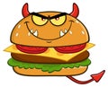 Angry Devil Burger Cartoon Mascot Character