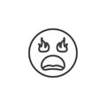 Angry devil face emoji line icon Royalty Free Stock Photo