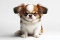 Angry, disgruntled chihuahua dog on a white background. ai generative
