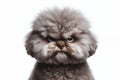 Angry, disgruntled poodle on a white background. ai generative