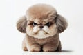 Angry, disgruntled poodle on a white background. ai generative