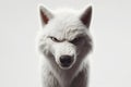 Angry, disgruntled white wolf on a white background. ai generative