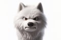 Angry, disgruntled white wolf on a white background. ai generative