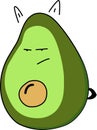 Angry dissatisfied avocado vegetable fruit looks with disbelief in the ears and tail isolated on a white background vector illustr