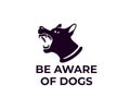 Angry dog, bares his teeth and growls, logo design. Animal, pet, barking dog and evil dog, vector design