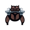 Angry dog with a dumbell Royalty Free Stock Photo
