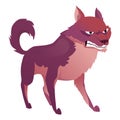 Angry dog. Mad animal with sharp teeth. Dangerous cartoon pet. Vector dog in action poses standing. Aggressive pooch Royalty Free Stock Photo