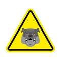 Angry Dog Warning sign yellow. Bulldog Hazard attention symbol.