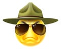 Angry Drill Sergeant Emoticon Cartoon Face Royalty Free Stock Photo