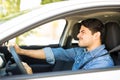 Angry driver honking in traffic jam