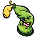 Angry Drunk Green Beer Bottle Cartoon Logo Design Vector