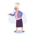 Angry Elderly Lady Voicing Complaints. Elderly Woman Expressing Anger and Frustration Royalty Free Stock Photo