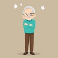 Angry elderly man arms crossed