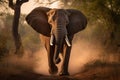 Angry elephant standing on the road. Zambia. South Luangwa National Park