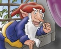 Rumpelstiltskin, angry elf on window Royalty Free Stock Photo