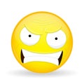 Angry emoji. Emotion of anger. Swearing emoticon. Cartoon style. Vector illustration smile icon.