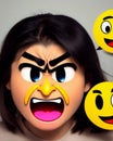 Angry Emoji, A Girl Shouting with anger Emoji