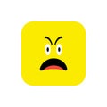 Angry Emoji icon flat style. Cute Emoticon rounded square to World Smile Day. Anger, Sadness, Suffering Faces. Colorful