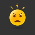 Angry Emoji Icon. Negative Thinking and Attitude. Angry Emotion and Reaction of Yellow Emoji. Bad Behavior and Mad Face