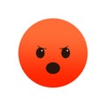 Angry emoji, red face. Annoyed expression, upset mood. Simple frustration icon. Vector illustration. EPS 10.