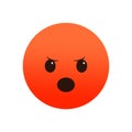 Angry emoji, red face. Annoyed expression, upset mood. Simple frustration icon. Vector illustration. EPS 10. Royalty Free Stock Photo