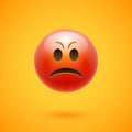 Angry emoticon emoji anger face. Angry emotion reaction furious 3d cartoon icon