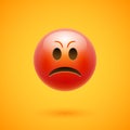 Angry emoticon emoji anger face. Angry emotion reaction furious 3d cartoon icon Royalty Free Stock Photo