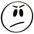 Angry emoticon. Hand drawn cartoon character. Transparent angry smiley face