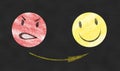 Angry emoticon, Happy emoticon on a black background